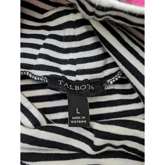 TALBOTS Knit Shirt Long-sleeve Striped Turtleneck Sz L Black - Picture 4 of 7